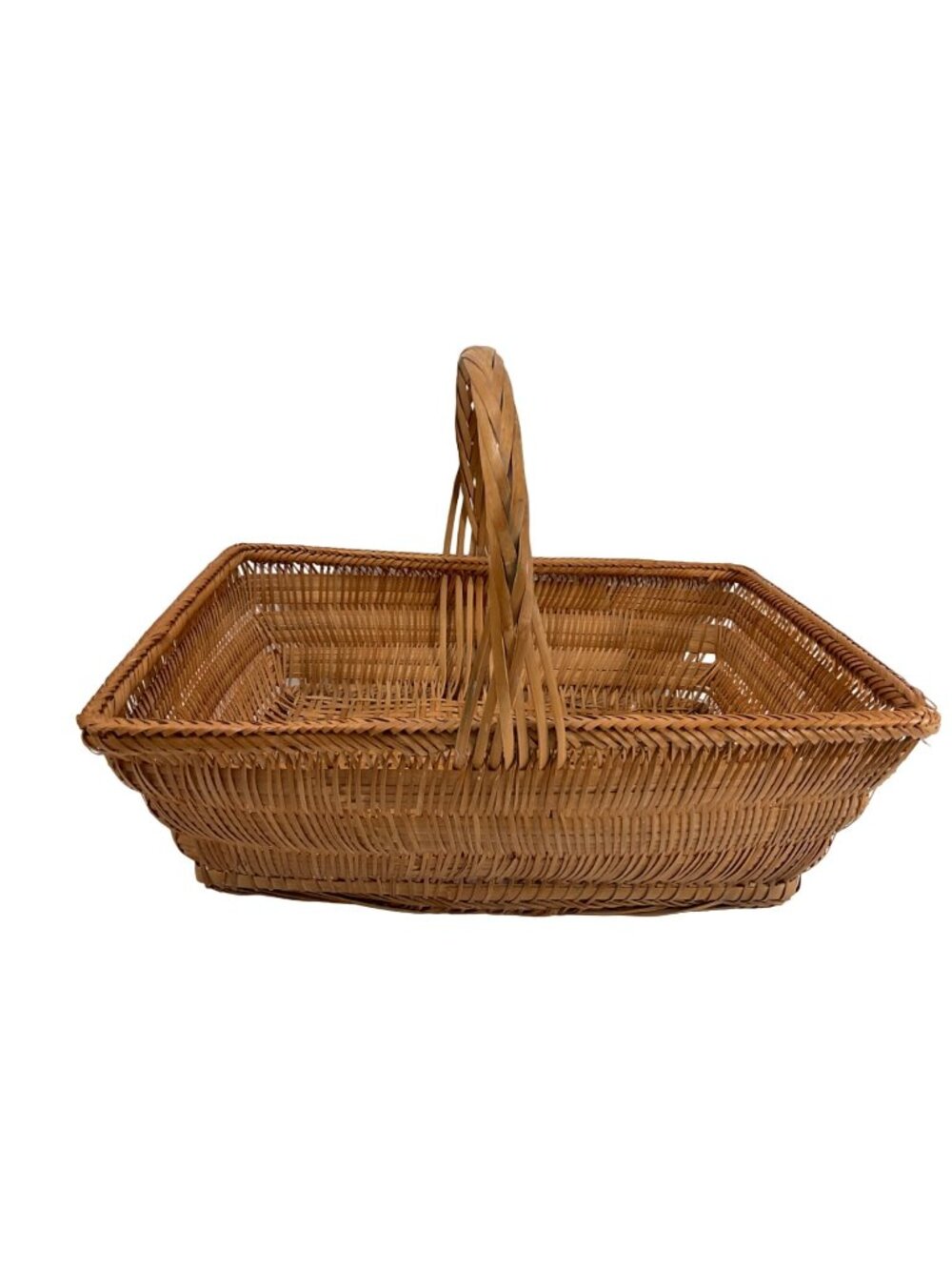 Bamboo Country Décor Basket  Rectangular with Handle 15x11x5.5 Garden C225